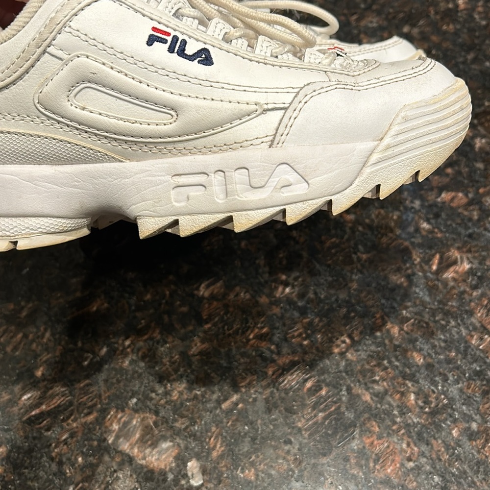 FILA WOMENS DISRUPTOR II PREMIUM White / Navy /red - Picture 8 of 9